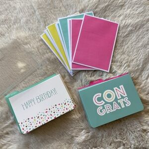 Stationary set of birthday and congrats cards celebrate party office